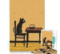 Puzzle de 1000 pièces Chat regardant Un Poisson Rouge,découpe Premium,Jeu de réflexion créatif,Moment de détente et de Paix,décoration Murale de Noël (50x75cm)