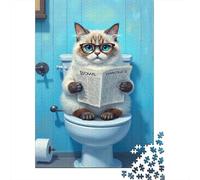 Puzzle de 1000 pièces « Chat Rigolo Qui lit » (75 x 50 cm) - Réutilisable - Anti-Stress - Jeu de réflexion Amusant et Stimulant