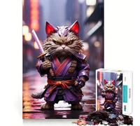 Puzzle de 1000 pièces Chat Samouraï pour Adolescents, Jeu de réflexion et de détente, pour Les fêtes (38x52cm)