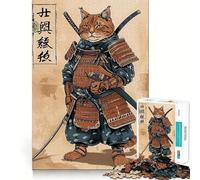 Puzzle de 1000 pièces Chat Samouraï pour Adolescents, Jeu intellectuel, détente mentale, découpe de qualité, Cadeau de Noël (38x26cm)