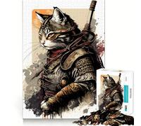 Puzzle de 1000 pièces Chat samouraï pour Adolescents Stimule la mémoire, apaisement et évasion Motif à Assembler Surprise chaleureuse (50x75cm)