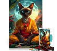 Puzzle de 1000 pièces Chat Siamois Mystique pour Adolescents Jeu de logique et de Loisirs Bordure Fine Cadeau spécial 50x75cm