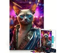 Puzzle de 1000 pièces Chat Siamois pour Adultes Jeu de Concentration et de réflexion Activité Calme et Amusante Bords serrés Cadeau de Noël (38x26cm)