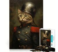 Puzzle de 1000 pièces Chat Soldat pour Adolescents, Jeu de logique Fine, Divertissement Relaxant, décoration Murale aux Bords Nets (38x52cm)