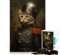 Puzzle de 1000 pièces Chat Soldat pour Adolescents Un Puzzle Qui améliore la mémoire, Confortable et Relaxant, aux découpes fermes, idéal comme Cadeau Festif (38x26cm)