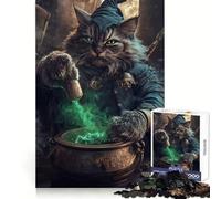 Puzzle de 1000 pièces Chat Sorcier préparant Une Potion pour Adolescents Idéal pour l'entraînement à la Concentration et Les Loisirs Cadeau attentionné et Bien ficelé (38x26cm)