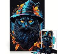 Puzzle de 1000 pièces Chat Sorcière Familier pour Adultes Jeu Stimulant l'esprit Surface Lisse sans bavures Passe-Temps Fascinant pour Les Moments de détente (50x75cm)