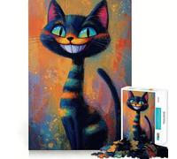 Puzzle de 1000 pièces Chat Souriant pour Adultes et Adolescents, idéal pour améliorer la mémoire, se détendre et se Relaxer Découpe Nette et précise Un Joli Cadeau 38x26cm