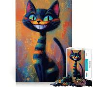 Puzzle de 1000 pièces Chat Souriant pour Adultes pour développer Son Esprit et stimuler sa réflexion Jeu d'adresse Silencieux et Amusant Design raffiné Assemblage Facile Cadeau Exquis