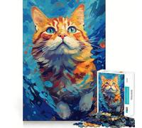 Puzzle de 1000 pièces Chat sous-Marin pour Adolescents Jeu de mémoire Amusant Emboîtement précis sans espaces Activité Amusante en Famille Le Soir (38x52cm)