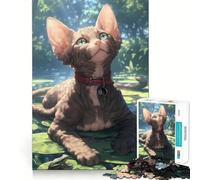 Puzzle de 1000 pièces Chat Sphynx dans Un étang pour Adolescents, thème Animaux, 38x26cm, Jeu de logique Transparent, Divertissement paisible, découpe Parfaite, Surprise chaleureuse