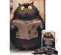 Puzzle de 1000 pièces Chat surpris lisant Le Journal pour Adolescents Jeu Intelligent et Complice Découpe Lisse Liste de souhaits du Père Noël 50x75cm