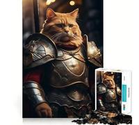Puzzle de 1000 pièces Chat Tabby Guerrier Orange pour Adultes Jeu de réflexion et d'intérieur Découpe précise Pièce d'art (38x26cm)