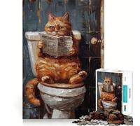 Puzzle de 1000 pièces Chat Tabby Orange Toilettes pour Adolescents Jeu de logique et de détente Découpe précise (50x75cm)