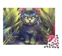 Puzzle de 1000 pièces Chat tigré Aventure dans la Jungle pour Adultes - Jeu éducatif - Décoration intérieure - Niveau de difficulté élevé - Cadeau d'anniversaire Stimulant - 38 x 26 cm / 1000 pièces