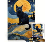 Puzzle de 1000 pièces Chat Van Gogh pour Adolescents Stimulation intellectuelle Temps de détente agréable Coffret Cadeau créatif et Solide (38x26cm)