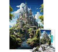 Puzzle de 1000 pièces Château Colline et rivière fantastiques Jeu de Construction Difficile et Stimulant Faisant Appel à la logique et à l'analyse à partir de 14 Ans (50x75cm)