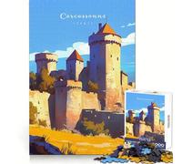 Puzzle de 1000 pièces Château de Carcassonne pour Adultes Découpe Lisse Idée Cadeau de Noël chaleureuse Idéal pour se concentrer, se détendre et s'amuser (38x26cm)