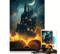 Puzzle de 1000 pièces Château du Livre Brûlant Jeu de réflexion et de détente Cadeau Artistique de Noël (38x26cm)