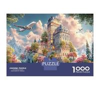 Puzzle de 1000 pièces Château Européen de Conte de Fées pour Adultes, lumière du Soleil Douce, Jeu éducatif décoratif et Stimulant, Cadeau pour Filles et garçons, 52x38cm