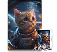Puzzle de 1000 pièces Chaton Astronaute Explorateur Adolescent 38x52cm - Jeu éducatif d'observation et de développement du Sens de l'observation et Symbolique pour Les fêtes
