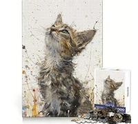 Puzzle de 1000 pièces Chaton au Regard tourné vers Le Haut pour Adolescents : mémoire, renforcement Musculaire, évasion reposante, découpe Fine, Surprise Festive (38x52cm)