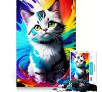 Puzzle de 1000 pièces Chaton Blanc (50x75cm) Un Jeu de Concentration mentale interactif et sans Espace,idéal pour la Maison et Les activités cérébrales