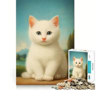 Puzzle de 1000 pièces Chaton Blanc Duveteux pour Adultes Jeu de réflexion,découpe Laser pour Un Assemblage Parfait,activité enrichissante pour Les Jours de Pluie (50x75cm)