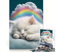 Puzzle de 1000 pièces Chaton Blanc endormi pour Adolescents Un Jeu de logique et de détente, Un Assemblage précis et Un Cadeau de Noël idéal (38x26cm)
