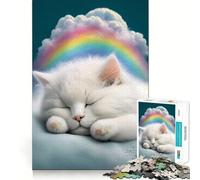 Puzzle de 1000 pièces Chaton Blanc endormi Un Jeu de réflexion Amusant et précis pour Passer Le Temps (50x75cm)