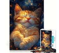 Puzzle de 1000 pièces Chaton endormi dans l'espace pour Adolescents, idéal pour se ressourcer et se détendre 38x26cm