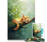 Puzzle de 1000 pièces Chaton endormi dans Un Arbre pour Adolescents, idéal pour stimuler la mémoire et apaiser Les Enfants Bords Nets pour Les vœux du Père Noël 38x26cm