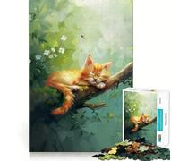 Puzzle de 1000 pièces Chaton endormi dans Un Arbre pour Adolescents, idéal pour stimuler la mémoire et apaiser Les Enfants 50x75cm