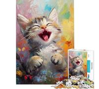 Puzzle de 1000 pièces Chaton Joyeux Un Puzzle à Peindre pour Adolescents Un Exercice d'assemblage Qui stimule la motricité Fine et Le Cerveau Un pour Les Amis et la Famille (38x26cm)