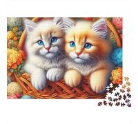 Puzzle de 1000 pièces Chatons dans Un Panier (2 Chatons) - Adultes à partir de 12 Ans - Jeu éducatif - Décoration intérieure - Défi - Niveau élevé - Cadeau d'anniversaire - 52 x 38 cm