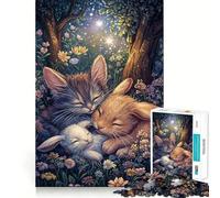 Puzzle de 1000 pièces Chatons et Lapins endormis pour Adolescents, idéal pour se détendre et se ressourcer 38x26cm