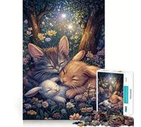 Puzzle de 1000 pièces Chatons et Lapins endormis pour Adolescents, Jeu de logique, Amusement d'intérieur, Bords précis, pièce de Collection Artistique 50x75cm