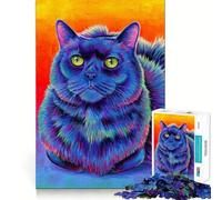 Puzzle de 1000 pièces Chatons Noirs Arc-en-Ciel pour Adolescents, Jeu de réflexion apaisant, Bords précis, (50x75cm)