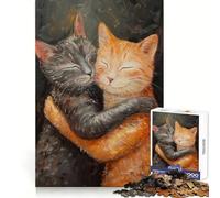 Puzzle de 1000 pièces Chats Amoureux pour Adolescents Sérénité,Évasion,Bords précis,Cadeau d'anniversaire (50x75cm)