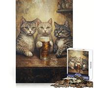 Puzzle de 1000 pièces Chats au Bar pour Adolescents,idéal pour développer sa logique,s'évader en Toute sérénité,Bords Nets et Joli Cadeau (50x75cm)