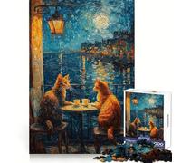 Puzzle de 1000 pièces Chats,café,Rendez-Vous,Adolescents (38x52cm) Stimulation Cognitive,détente,découpe Nette