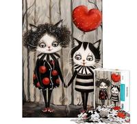 Puzzle de 1000 pièces Chats Clowns de Cirque avec Un Ballon Rouge Activités Amusantes à la Maison mais Jeu Impossible Amusant et Humoristique pour Les 14 Ans et Plus (38x26cm)