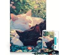 Puzzle de 1000 pièces Chats endormis dans Le Jardin pour Adolescents, Jeu de logique, léger et Relaxant, découpe précise, Cadeau Classique 38x52cm