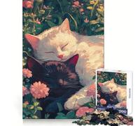Puzzle de 1000 pièces Chats endormis dans Les Fleurs pour Adultes, Sharp Logic Toy, Loisirs à Domicile, découpe précise, 38x26cm