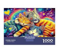 Puzzle de 1000 pièces « Chats endormis » en Carton recyclé Mat, idéal pour Une Sieste relaxante Entre Adultes. Cadeau de Vacances ou activité de Loisirs en Groupe. Dimensions : 38 x 26 cm.