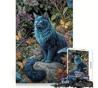 Puzzle de 1000 pièces Chats et Papillons dans Un Jardin Fleuri pour Adolescents,idéal pour développer sa logique,s'évader en Toute sérénité,Bords Nets,Un Joli Cadeau (38x26cm)