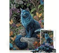 Puzzle de 1000 pièces Chats et Papillons dans Un Jardin Fleuri pour Adolescents,idéal pour développer sa logique,s'évader en Toute sérénité,Bords Nets,Un Joli Cadeau (50x75cm)
