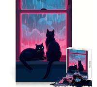 Puzzle de 1000 pièces Chats Les Jours de Pluie pour Adolescents Stimule la mémoire Calme et sérénité Qualité supérieure (50x75cm)