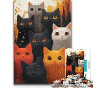 Puzzle de 1000 pièces Chats Mignons en Automne Casse-tête Jeux familiaux Modèle à Assembler Cadeau d'anniversaire 38x26cm (1000 pièces)