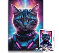 Puzzle de 1000 pièces Chats Néon Gamer pour Adultes, idéal pour développer Ses compétences mentales et Son habileté Cadeau Original et mémorable Dimensions:38x26cm